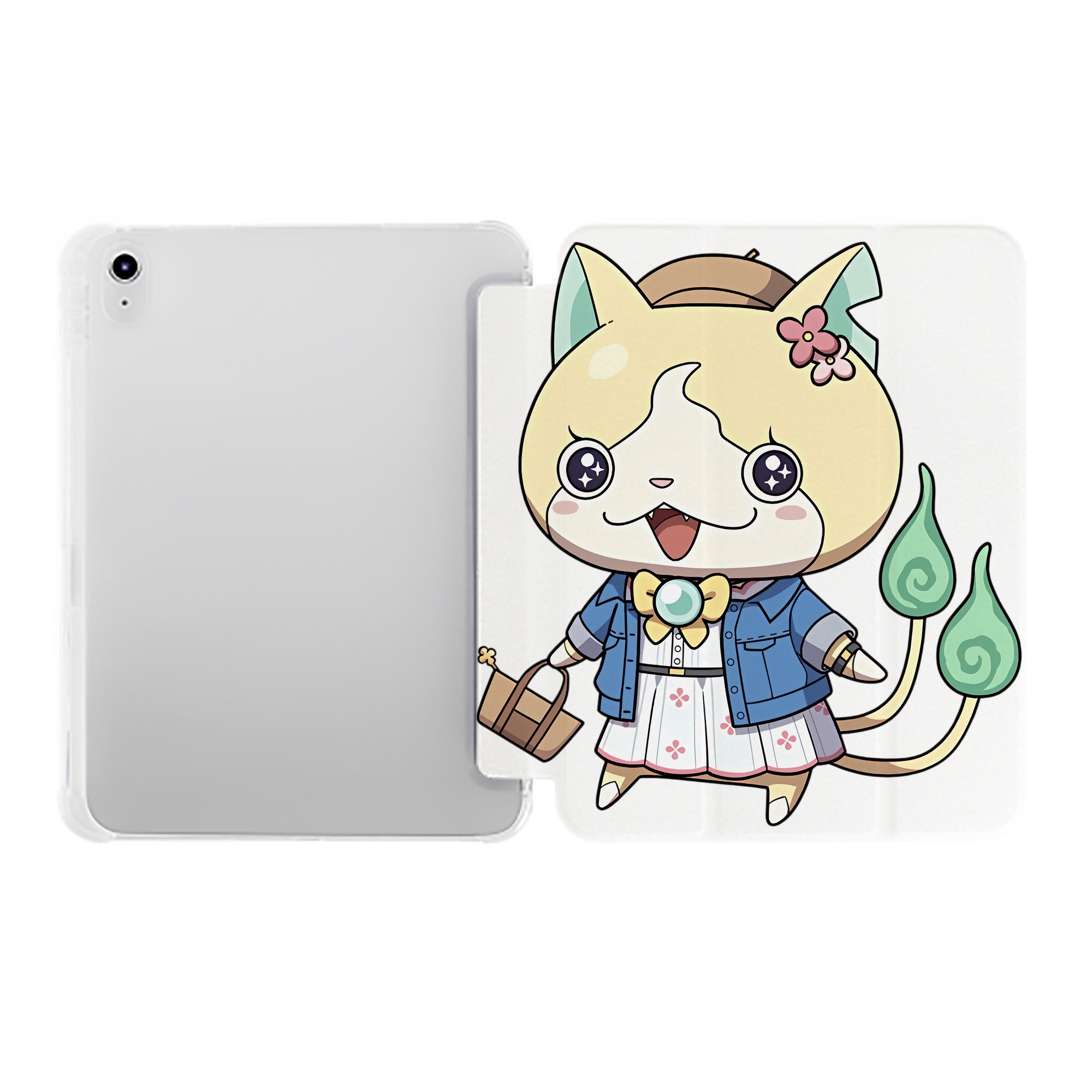 （画像用） 妖怪ウォッチ Yo-kai Watch IPad ケース ペン収納付き 三つ折りスタンド PUレザー×シリコン 対応機種9.5/10.5/10.9インチ